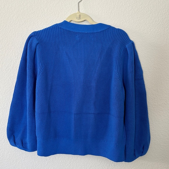 NWT LOFT 💙 Ribbed Pleated Shoulder V-Neck Cardigan - Picture 6 of 6